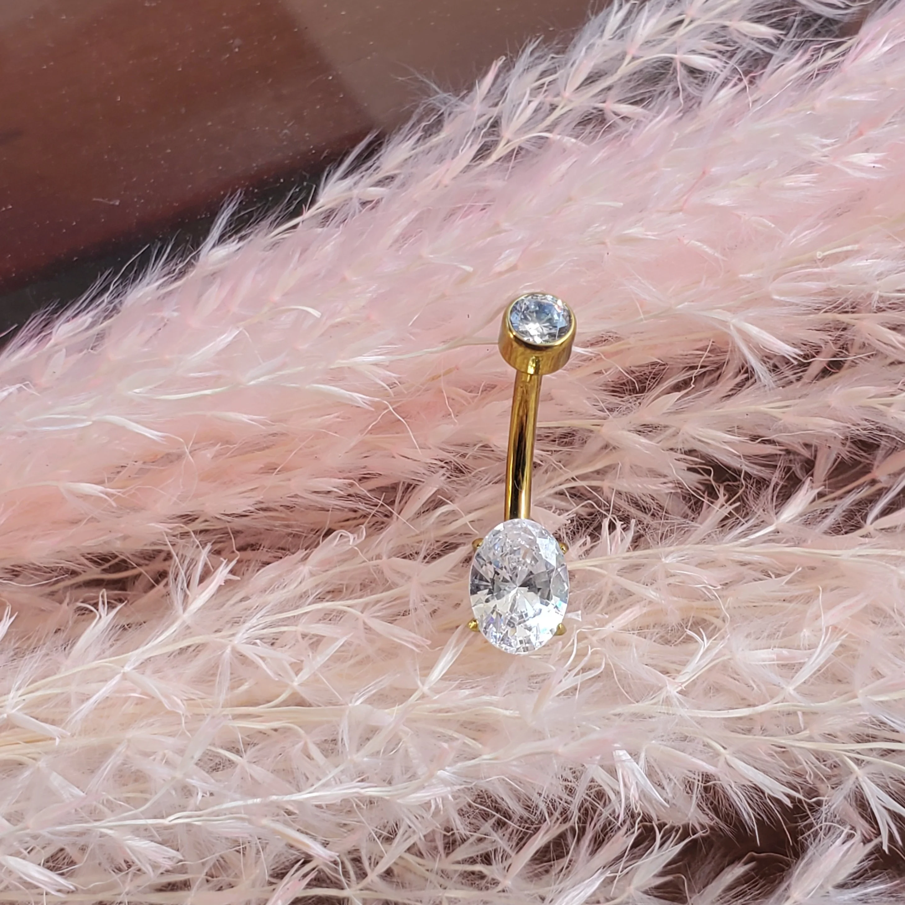 Titanium Oval Cut Navel Curve - Image 2