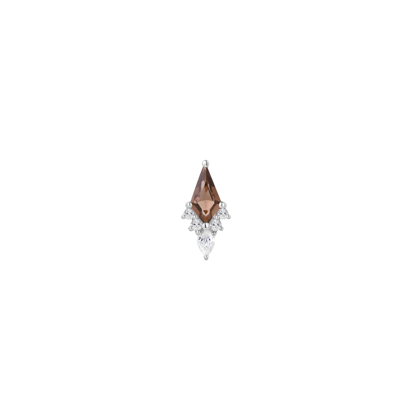 BUDDHA JEWELRY AFTERGLOW - SMOKEY QUARTZ + CZ - THREADLESS END - Image 2