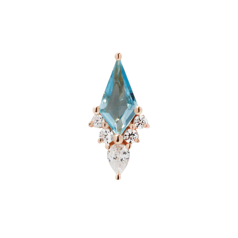 BUDDHA JEWELRY AFTERGLOW - SWISS BLUE TOPAZ + CZ - THREADLESS END - Image 3