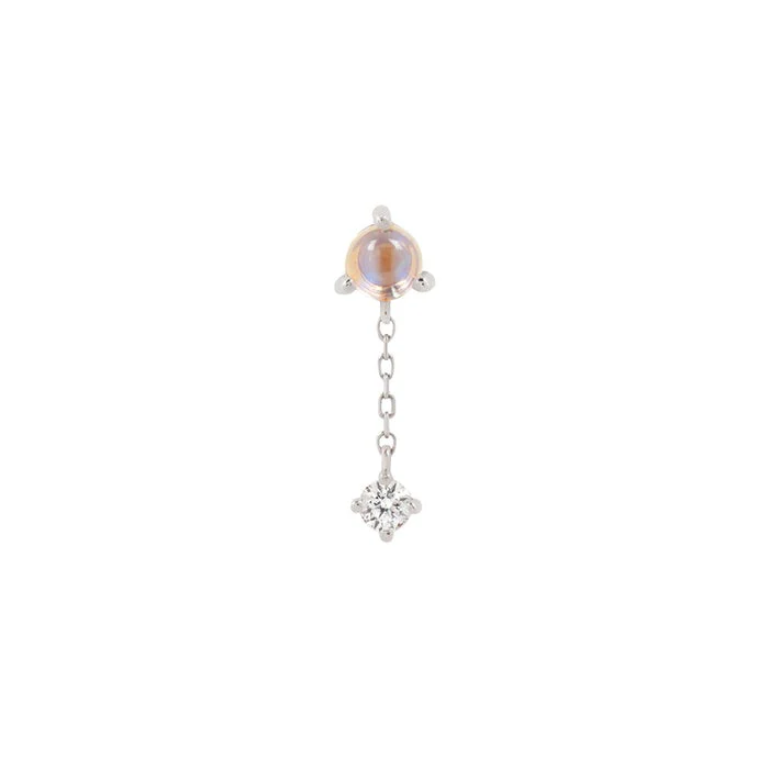 Buddha Jewelry Bianca - Moonstone + White Sapphire - Threadless End - Image 2