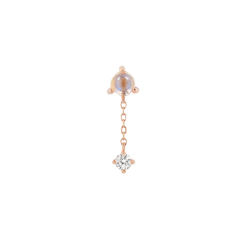 Buddha Jewelry Bianca - Moonstone + White Sapphire - Threadless End - Image 6