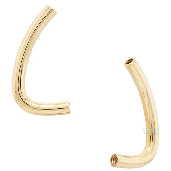 BVLA J-Curved Barbell Shaft Only - 14K Solid Gold