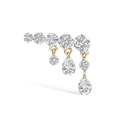 Maria Tash 11mm Invisible Set Diamond Crescendo Bar Threaded Stud Earring - Image 2