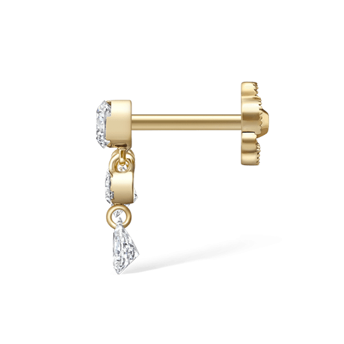 Maria Tash 11mm Invisible Set Diamond Crescendo Bar Threaded Stud Earring - Image 3