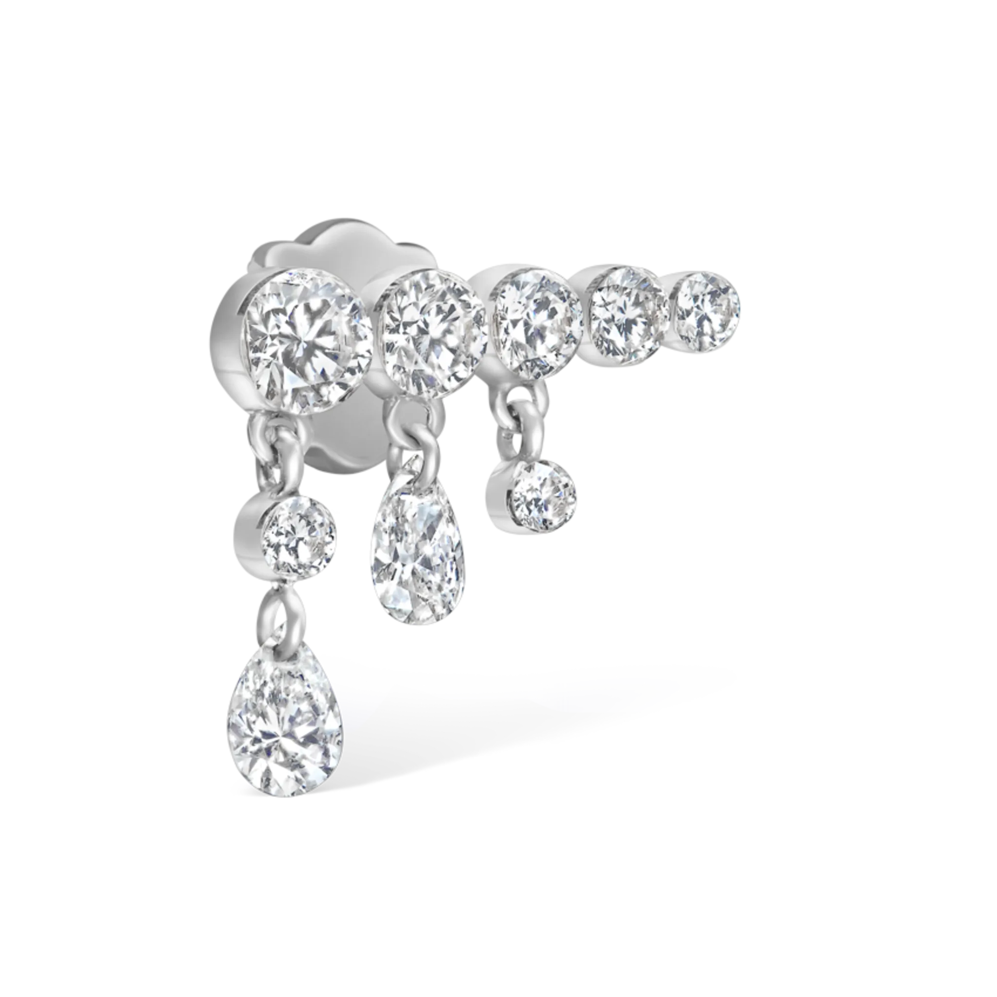 Maria Tash 11mm Invisible Set Diamond Crescendo Bar Threaded Stud Earring - Image 4
