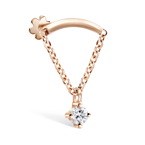 Maria Tash 2mm Prong Set Diamond Drape Threaded Stud Earring - Image 3