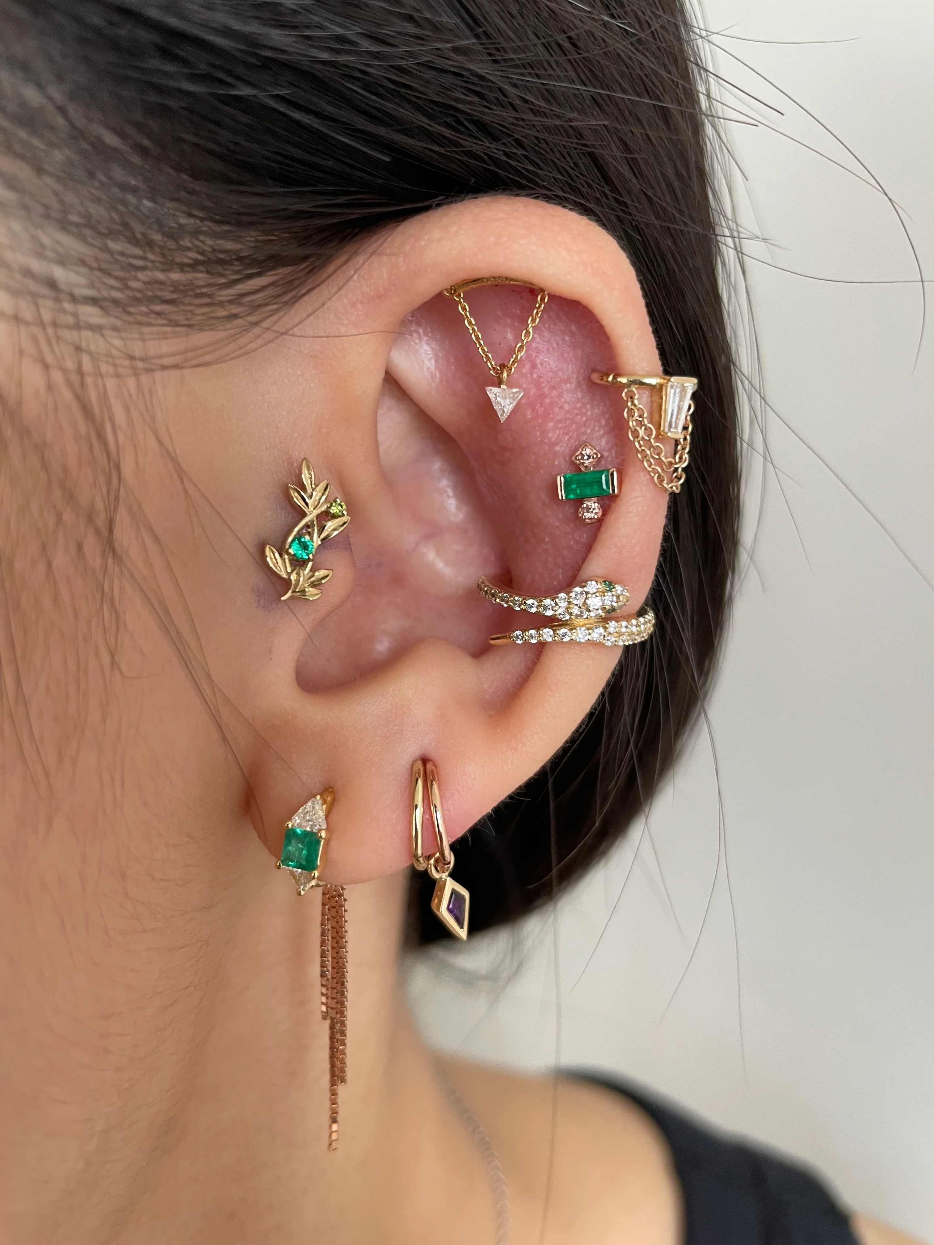 Maria Tash 2mm Prong Set Diamond Drape Threaded Stud Earring - Image 7