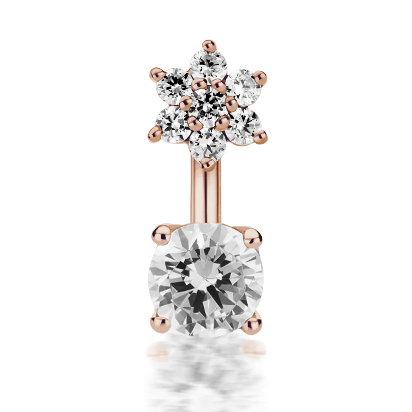 Maria Tash 4.5mm CZ Flower and 4mm Prong Set CZ Navel Barbell