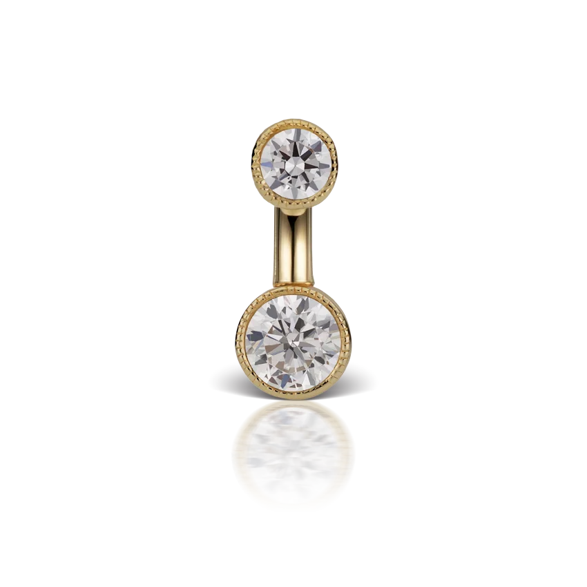 Maria Tash 8mm Scallop Set Cubic Zirconia Engraved Rook Barbell - Image 3