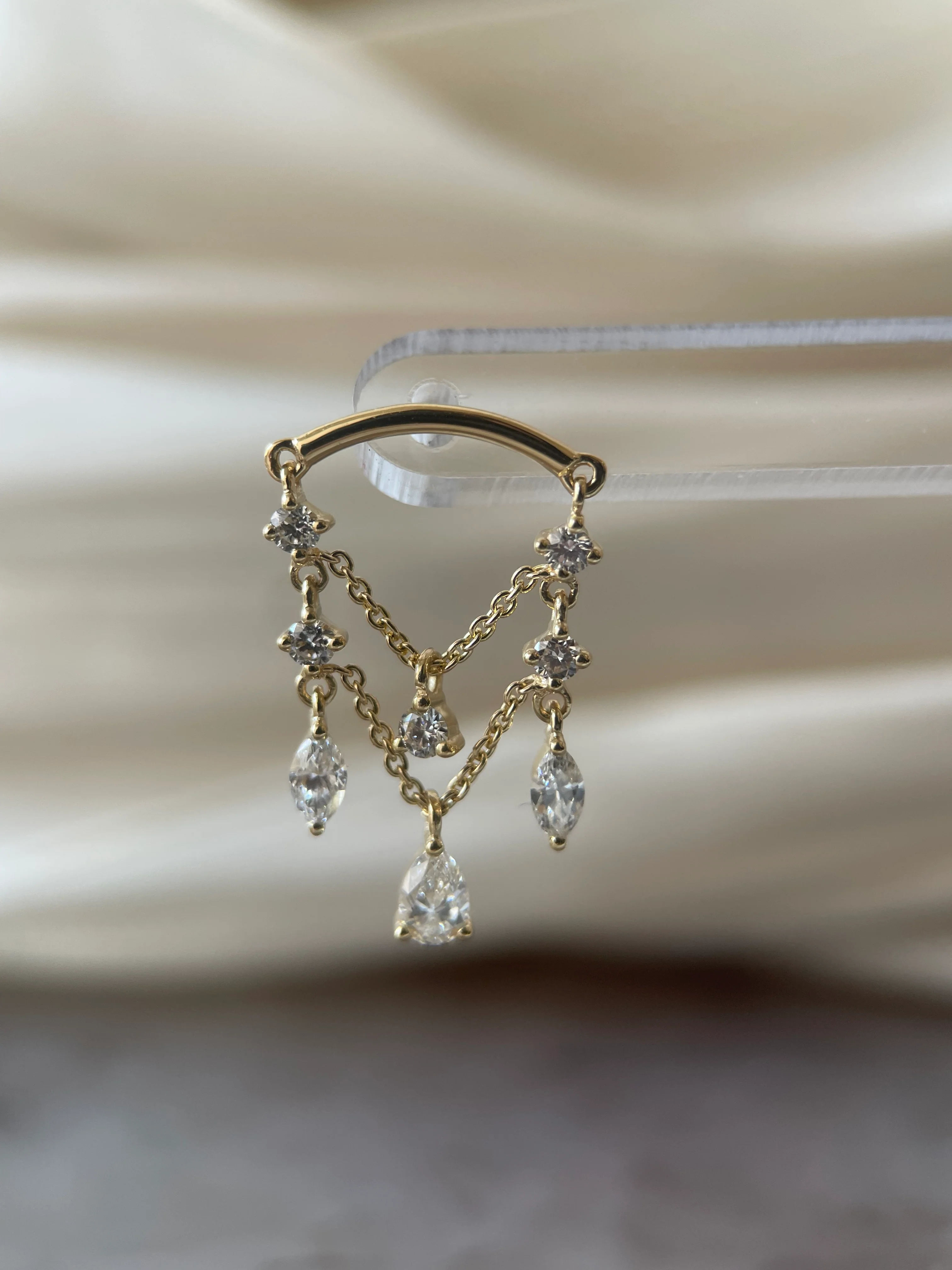 Maria Tash Diamond Drape Chandelier Threaded Stud Earing - Image 3