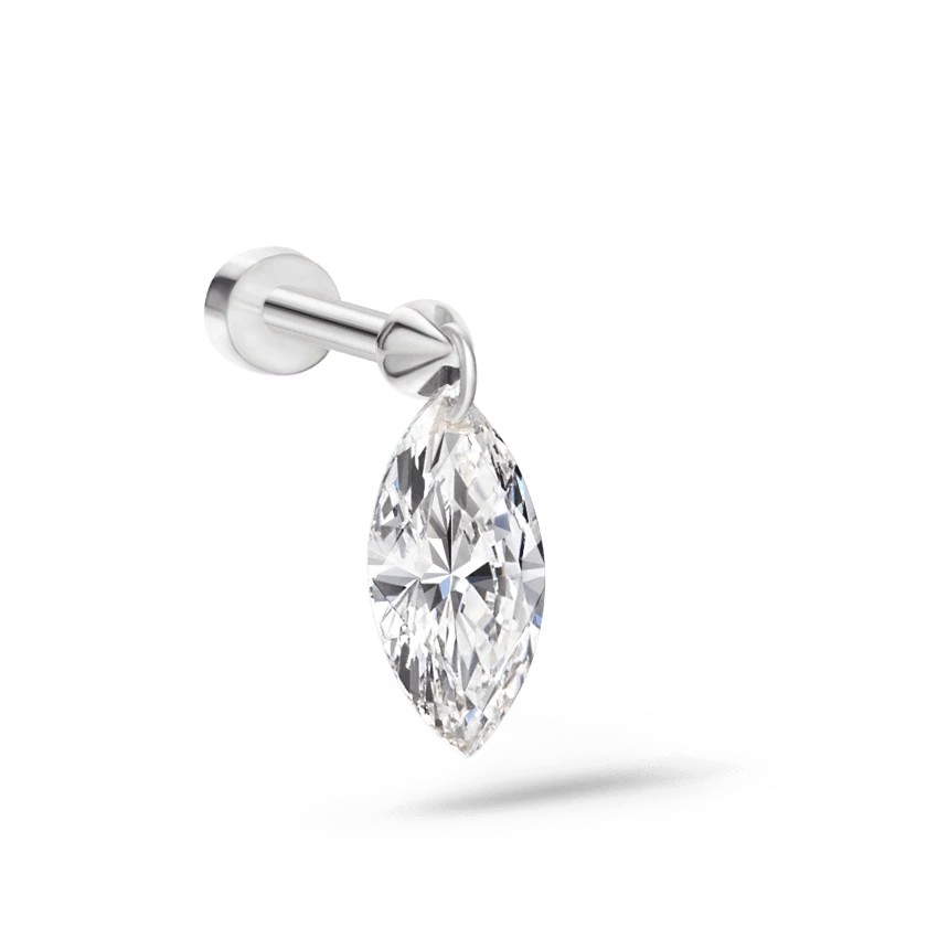 Maria Tash Floating Marquise Diamond Charm Threaded Stud Earring
