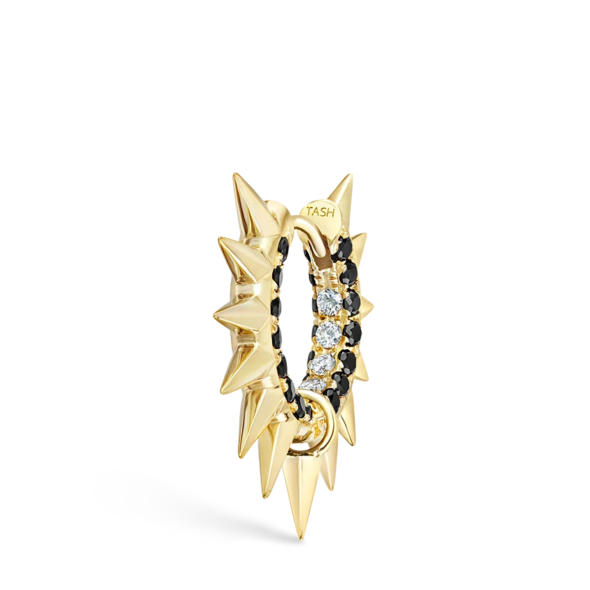 Maria Tash Metal Mohawk with Black and White Diamond Pavé Hoop Earring - Image 2