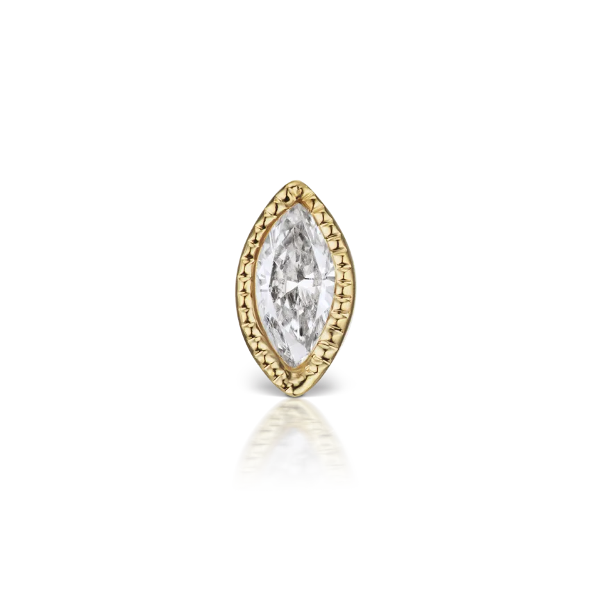 Maria Tash 4mm Scalloped Marquise Diamond Threaded Stud Earring - Image 2