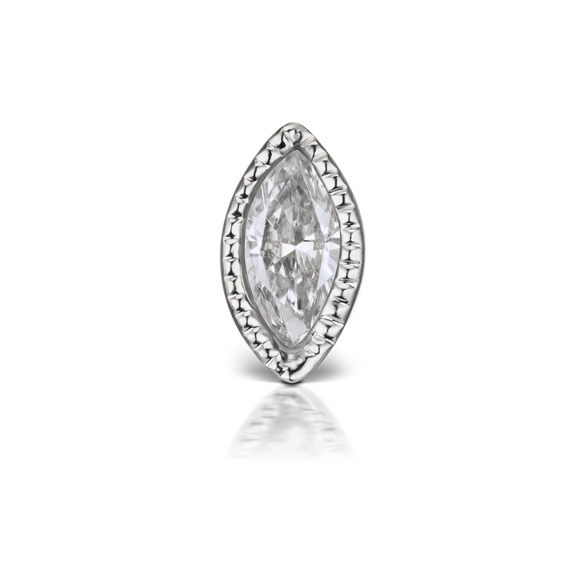 Maria Tash 4mm Scalloped Marquise Diamond Threaded Stud Earring - Image 3
