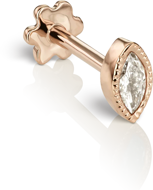 Maria Tash 4mm Scalloped Marquise Diamond Threaded Stud Earring - Image 4