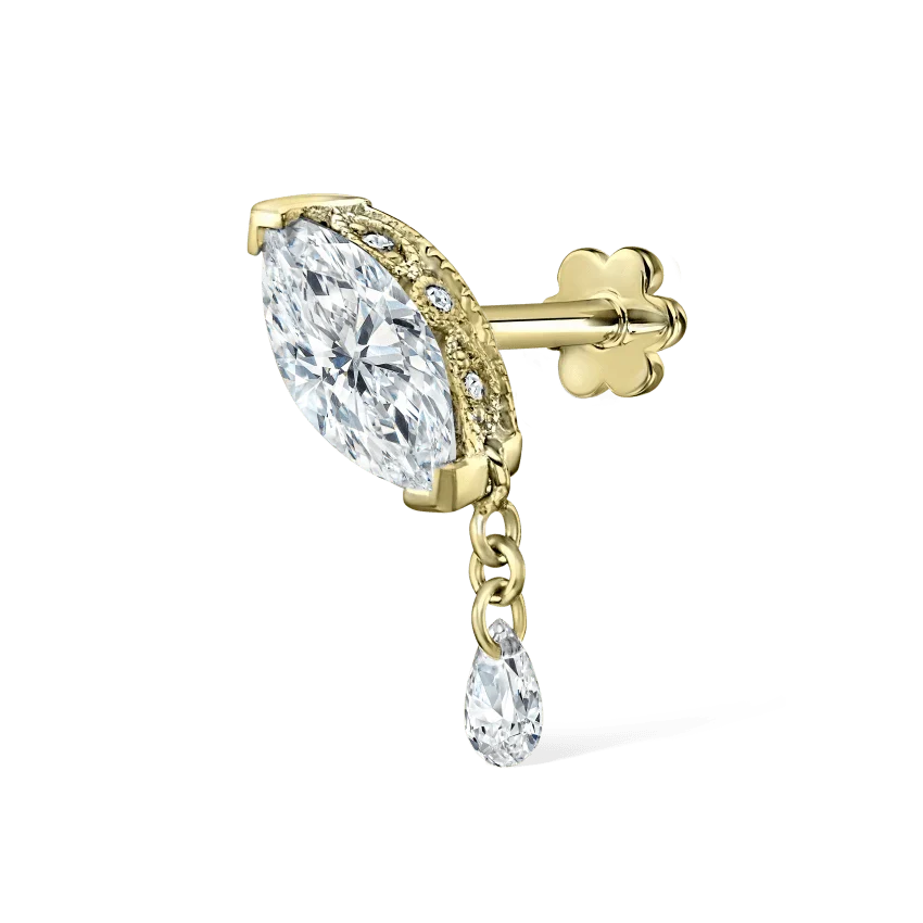 Maria Tash Single Teardrop Marquise Diamond Threaded Stud - Image 2