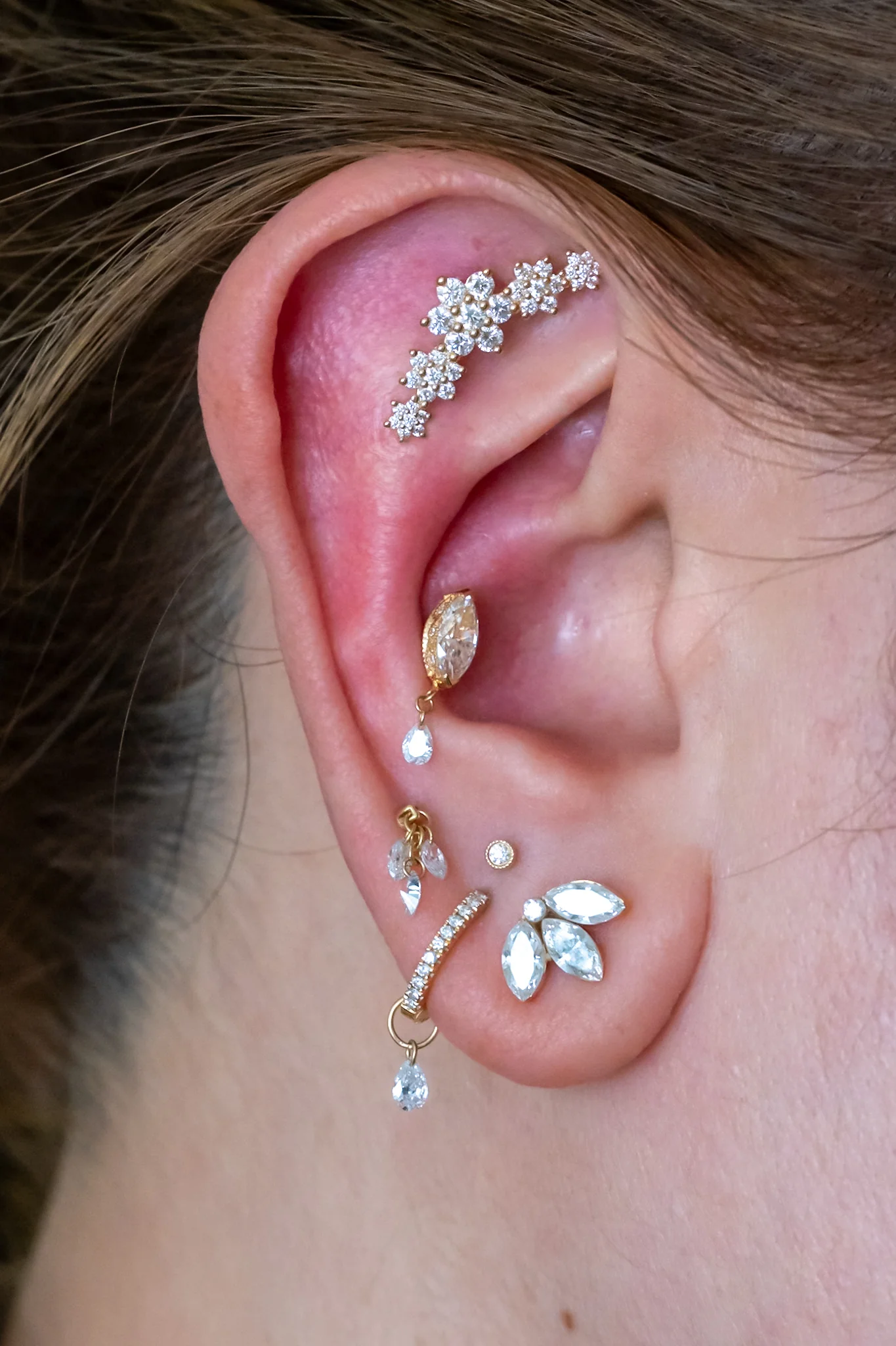 Maria Tash Single Teardrop Marquise Diamond Threaded Stud - Image 4