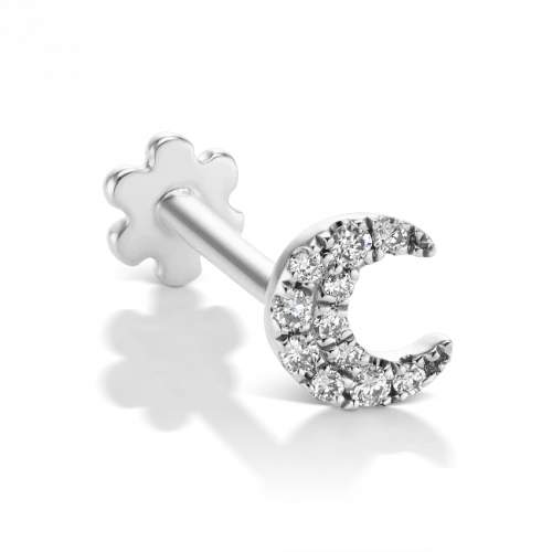 Maria Tash Small Diamond Moon Threaded Stud - Image 4