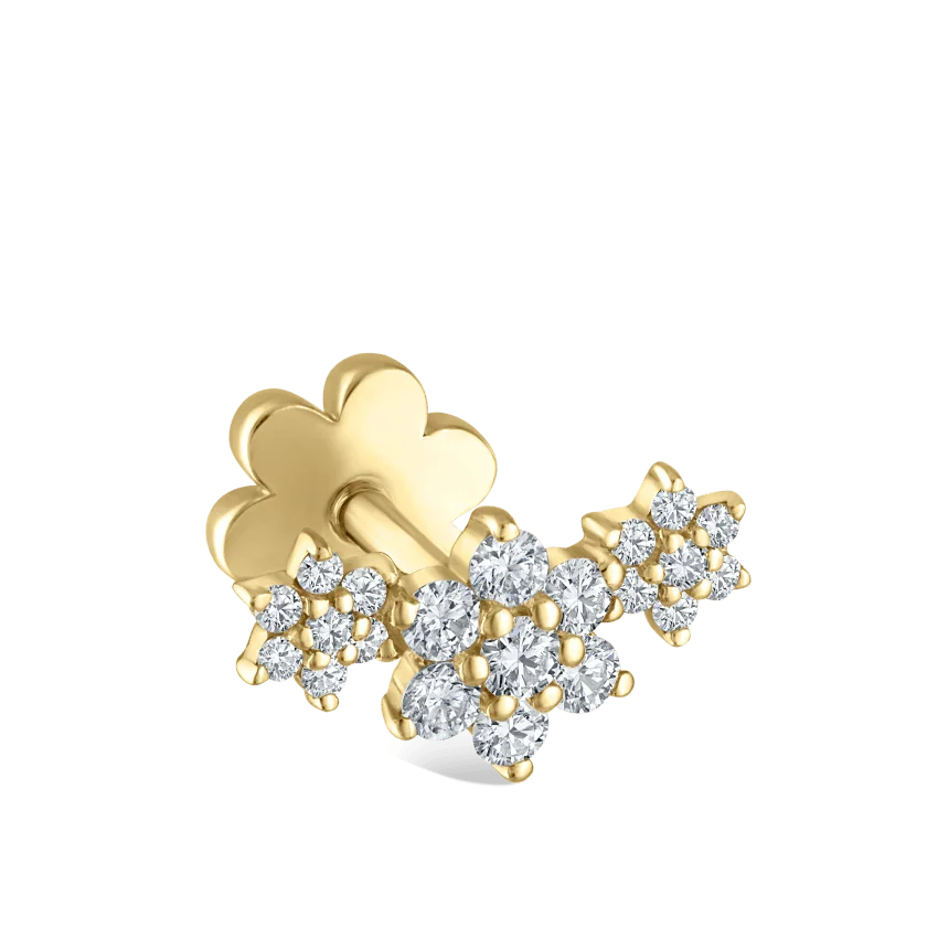 Maria Tash Three Flower Garland Diamond Threaded Stud - Image 2