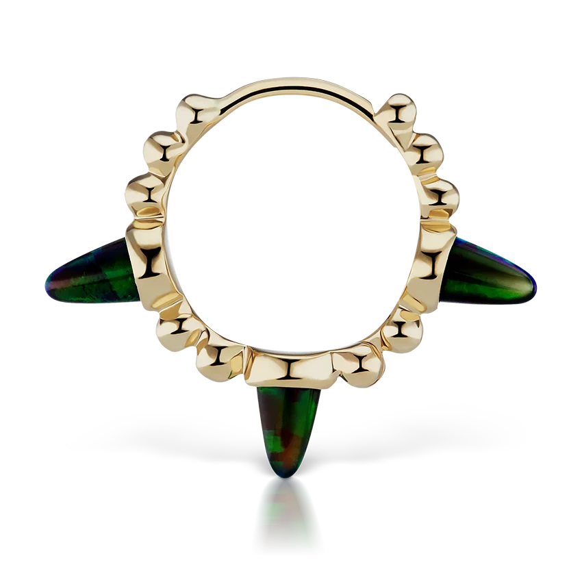 Maria Tash Triple Short Black Opal Spike Granulated Hoop Earring - Image 2