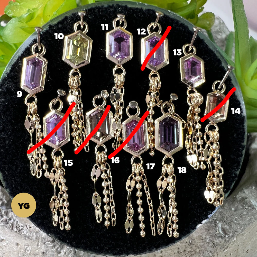 Modern Mood Bezel Set Elongated Hexagon Sapphire with 3 Mixed Chains Charm One-Of-A-Kind - Image 2
