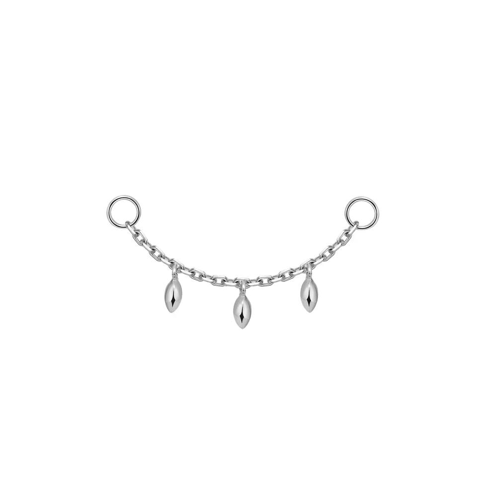 Modern Mood Chain with 3 Dripping Marquise Gold Beads - Image 2