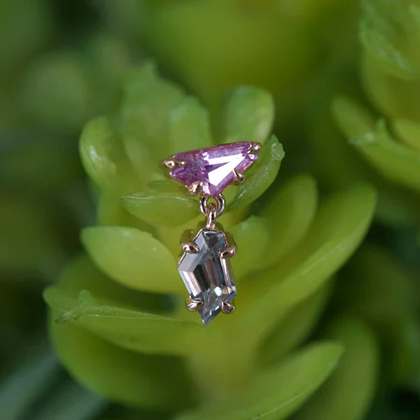 Modern Mood Claw Set Double Drop Faceted Sapphire Freeform One-Of-A-Kind - Image 3