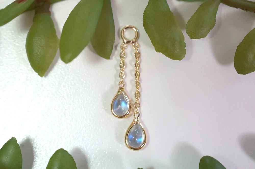 Modern Mood Double Bezel Charm On Chains (Pear) - Cabochon - Image 3