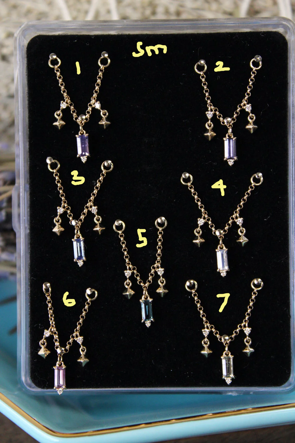 Modern Mood Sapphire, Diamond and Pyramid Chain - Image 2