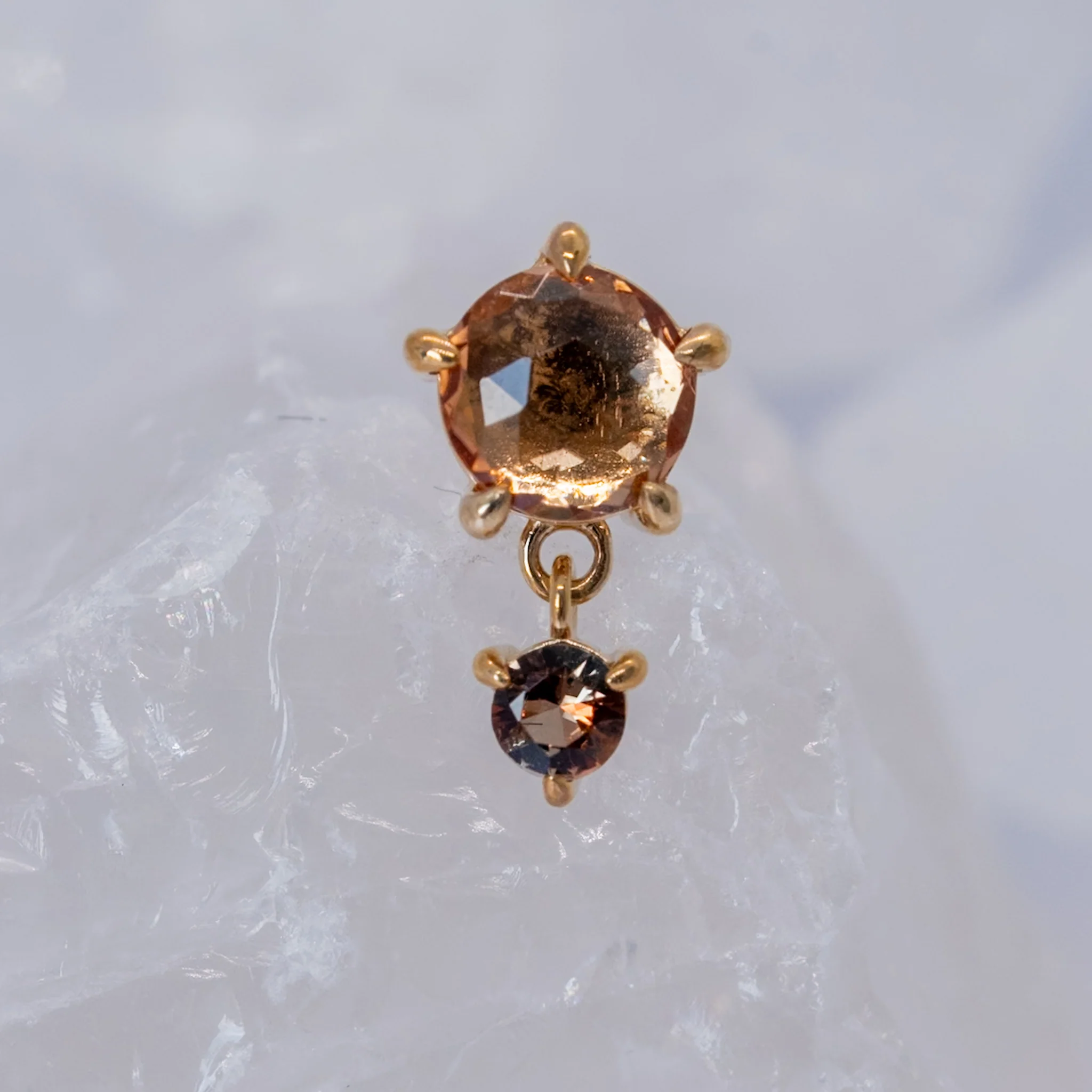 Modern Mood Sunstone Claw Set with One Draping Chain and Bezel Diamond Charm Freeform One-Of-A-Kind - Image 2