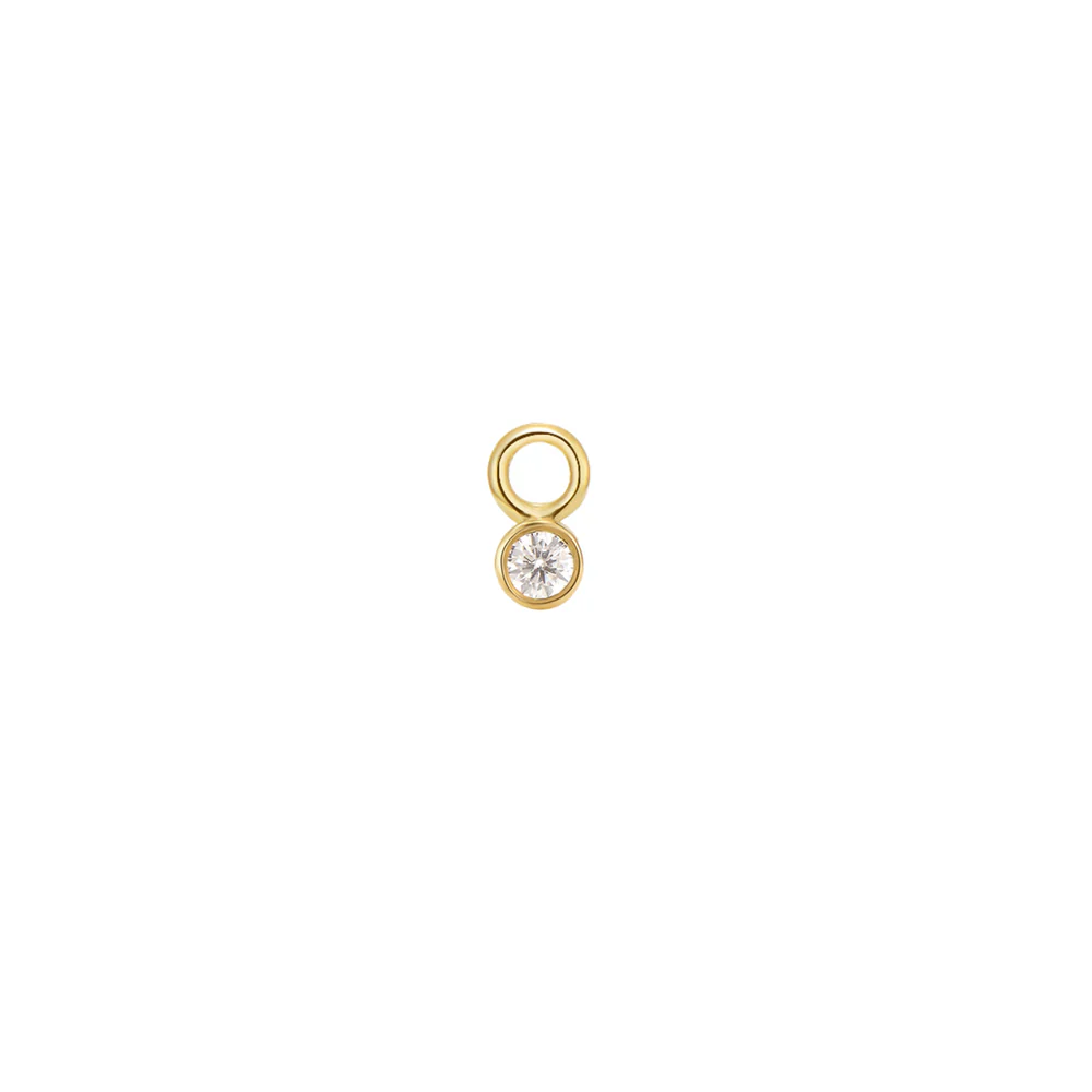 Modern Mood Tiny Charm - Gold Round Bead, Gold Marquise Bead and Bezel Diamond - Image 3